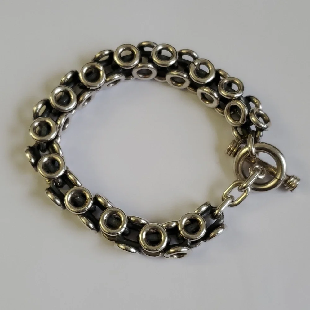 Sterling Silver 925 Circles and Linked Bracelet